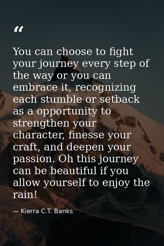 You can choose to fight your journey every step of the way or you can embrace it, recognizing each stumble or setback as — Kierra C.T. Banks