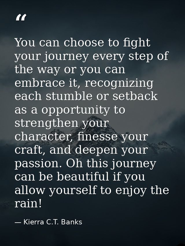 You can choose to fight your journey every step of the way or you can embrace it, recognizing each stumble or setback as — Kierra C.T. Banks
