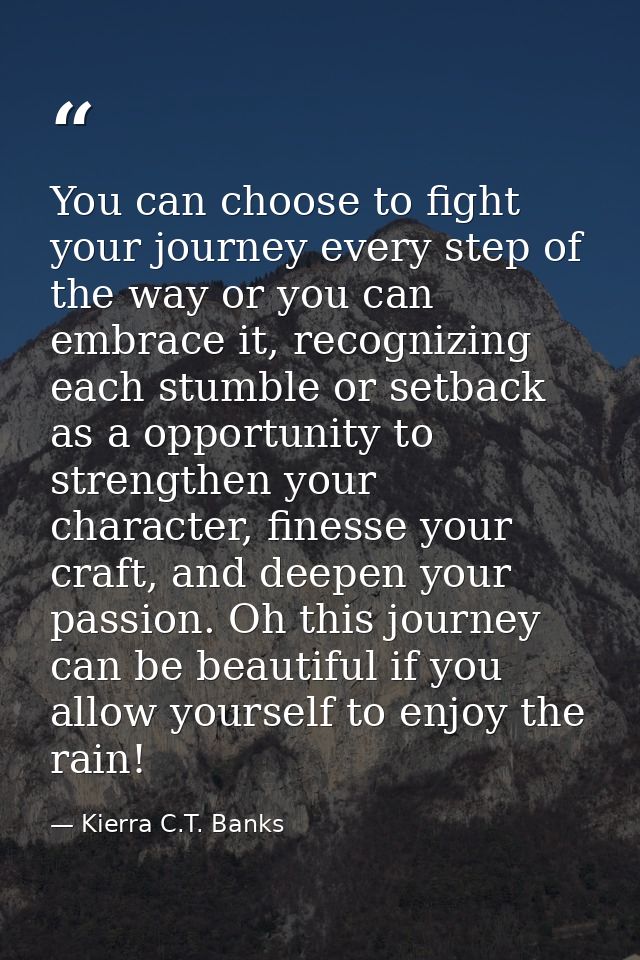 You can choose to fight your journey every step of the way or you can embrace it, recognizing each stumble or setback as — Kierra C.T. Banks