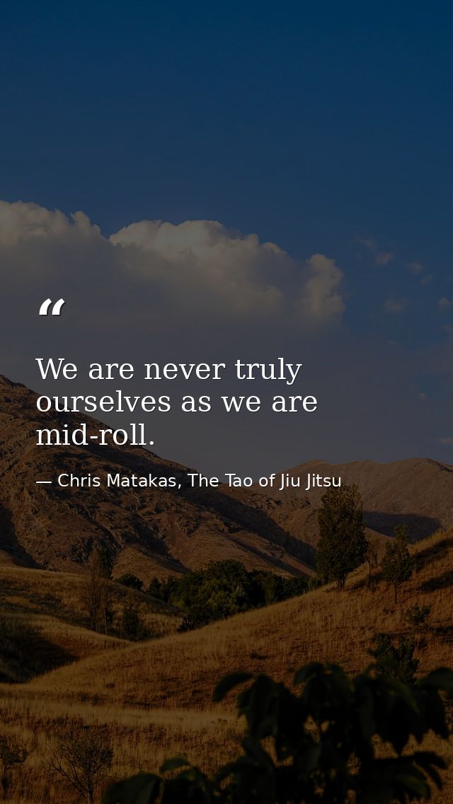 We are never truly ourselves as we are mid-roll. — Chris Matakas, The Tao of Jiu Jitsu