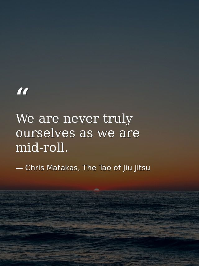 We are never truly ourselves as we are mid-roll. — Chris Matakas, The Tao of Jiu Jitsu