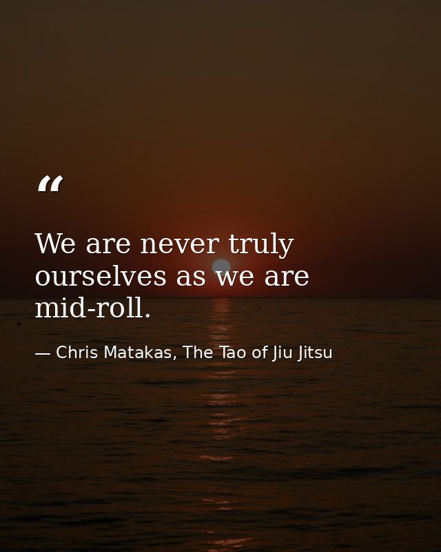We are never truly ourselves as we are mid-roll. — Chris Matakas, The Tao of Jiu Jitsu