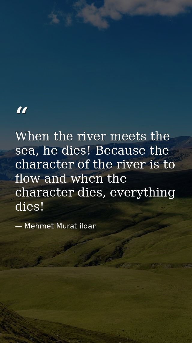 When the river meets the sea, he dies! Because the character of the river is to flow and when the character dies, everyt — Mehmet Murat ildan