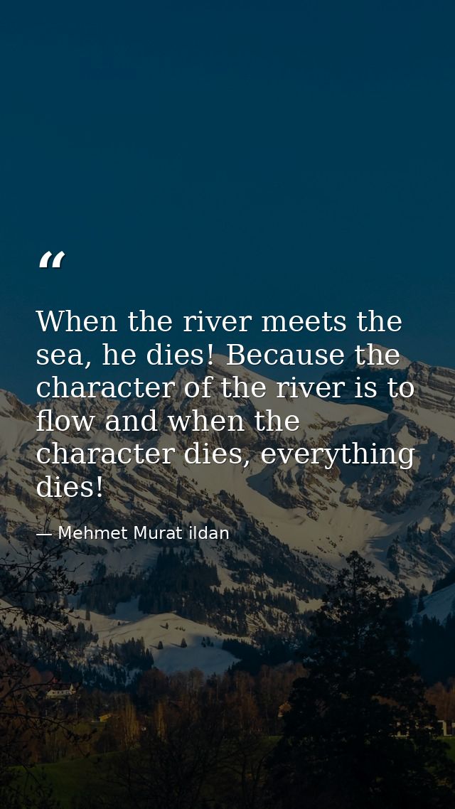 When the river meets the sea, he dies! Because the character of the river is to flow and when the character dies, everyt — Mehmet Murat ildan