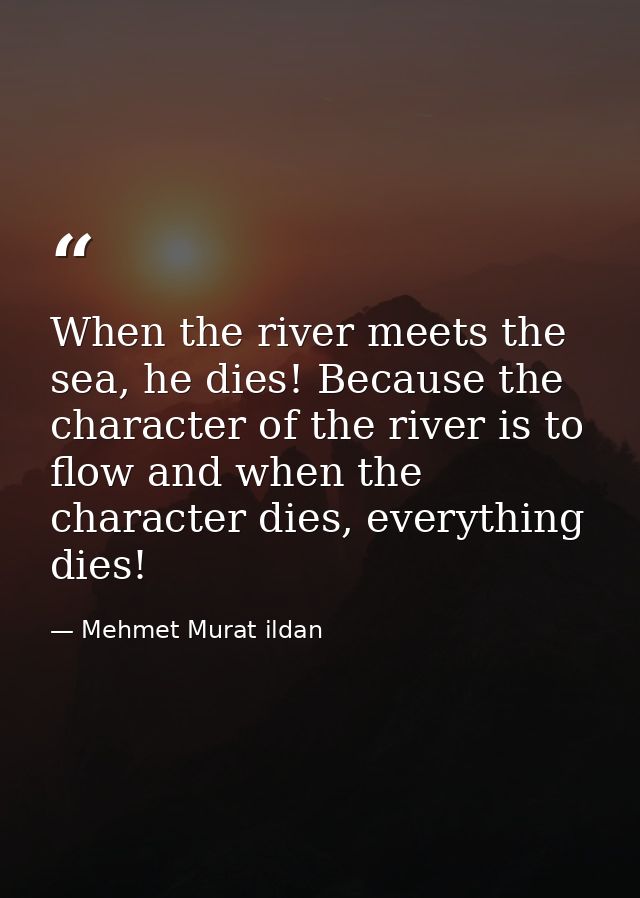 When the river meets the sea, he dies! Because the character of the river is to flow and when the character dies, everyt — Mehmet Murat ildan