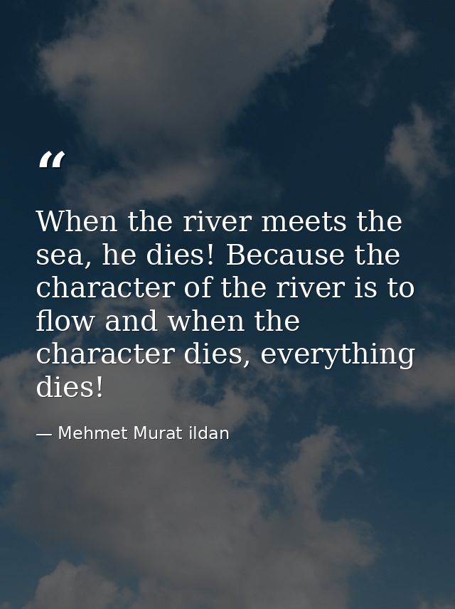 When the river meets the sea, he dies! Because the character of the river is to flow and when the character dies, everyt — Mehmet Murat ildan