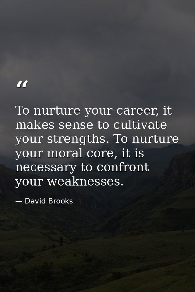 To nurture your career, it makes sense to cultivate your strengths. To nurture your moral core, it is necessary to confr — David Brooks