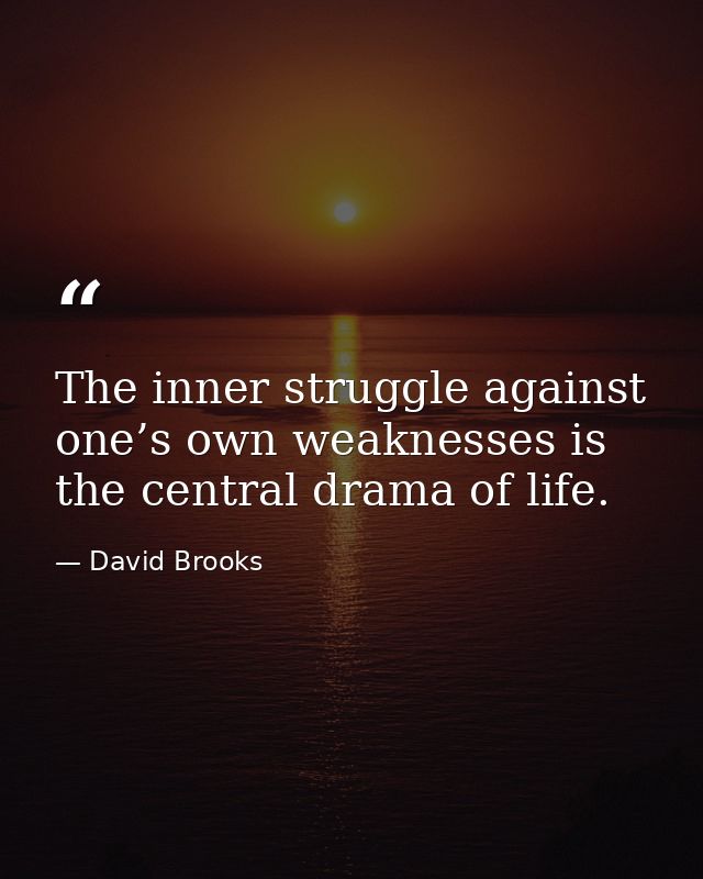 The inner struggle against one’s own weaknesses is the central drama of life. — David Brooks