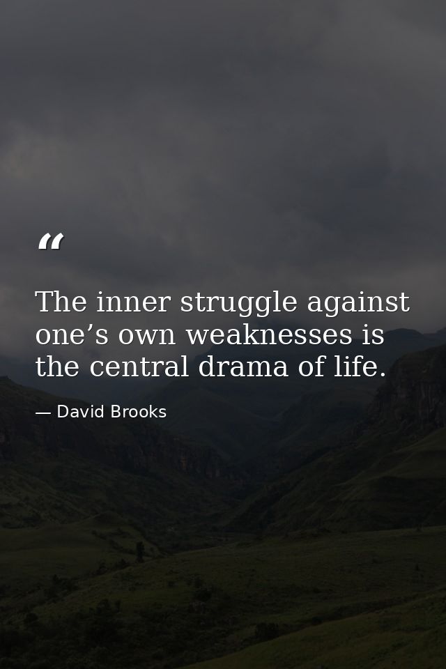 The inner struggle against one’s own weaknesses is the central drama of life. — David Brooks