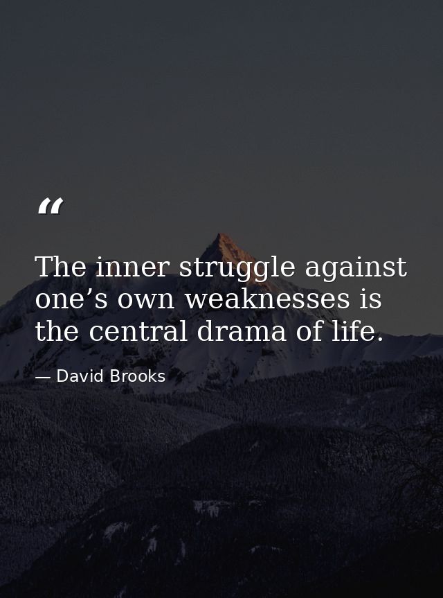 The inner struggle against one’s own weaknesses is the central drama of life. — David Brooks