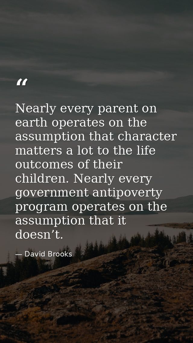 Nearly every parent on earth operates on the assumption that character matters a lot to the life outcomes of their child — David Brooks