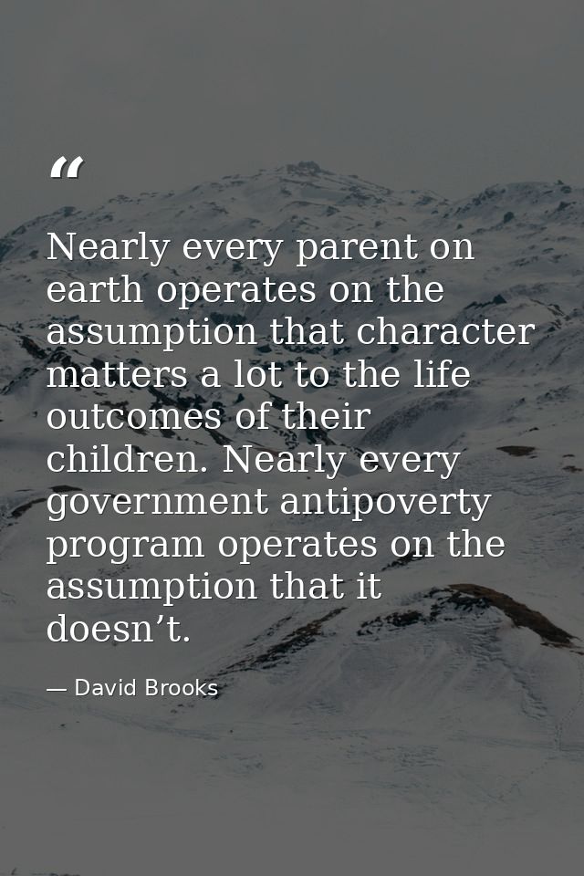Nearly every parent on earth operates on the assumption that character matters a lot to the life outcomes of their child — David Brooks