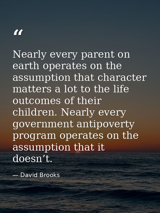 Nearly every parent on earth operates on the assumption that character matters a lot to the life outcomes of their child — David Brooks