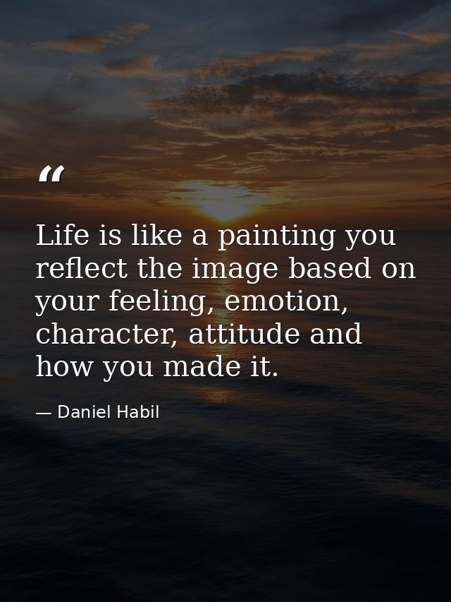 Life is like a painting you reflect the image based on your feeling, emotion, character, attitude and how you made it. — Daniel Habil