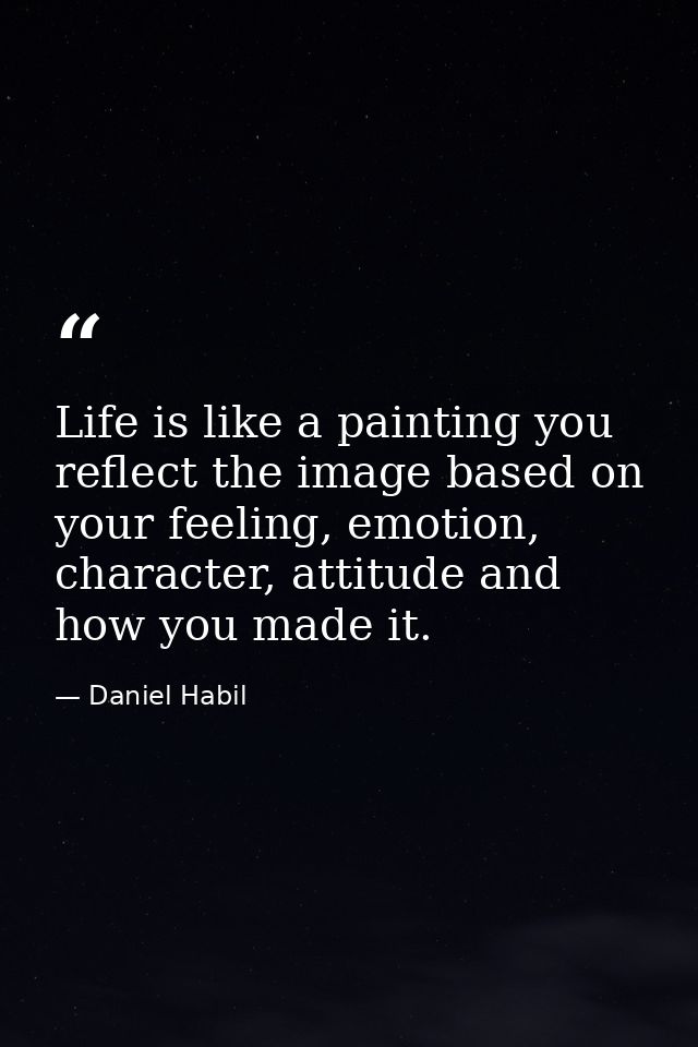 Life is like a painting you reflect the image based on your feeling, emotion, character, attitude and how you made it. — Daniel Habil