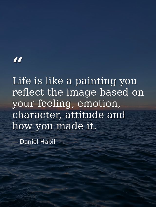 Life is like a painting you reflect the image based on your feeling, emotion, character, attitude and how you made it. — Daniel Habil