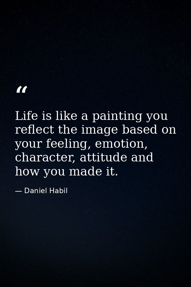 Life is like a painting you reflect the image based on your feeling, emotion, character, attitude and how you made it. — Daniel Habil