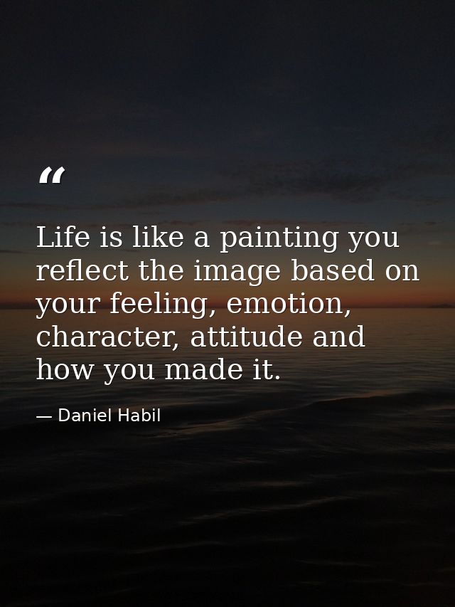 Life is like a painting you reflect the image based on your feeling, emotion, character, attitude and how you made it. — Daniel Habil