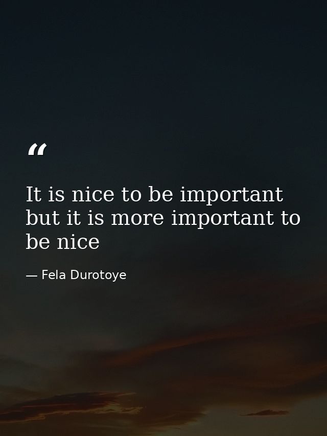 It is nice to be important but it is more important to be nice — Fela Durotoye
