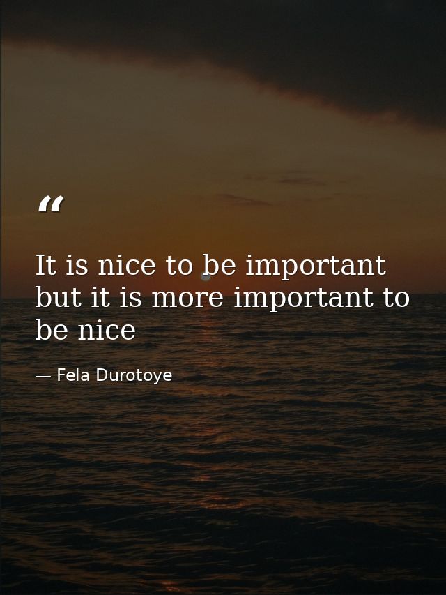 It is nice to be important but it is more important to be nice — Fela Durotoye