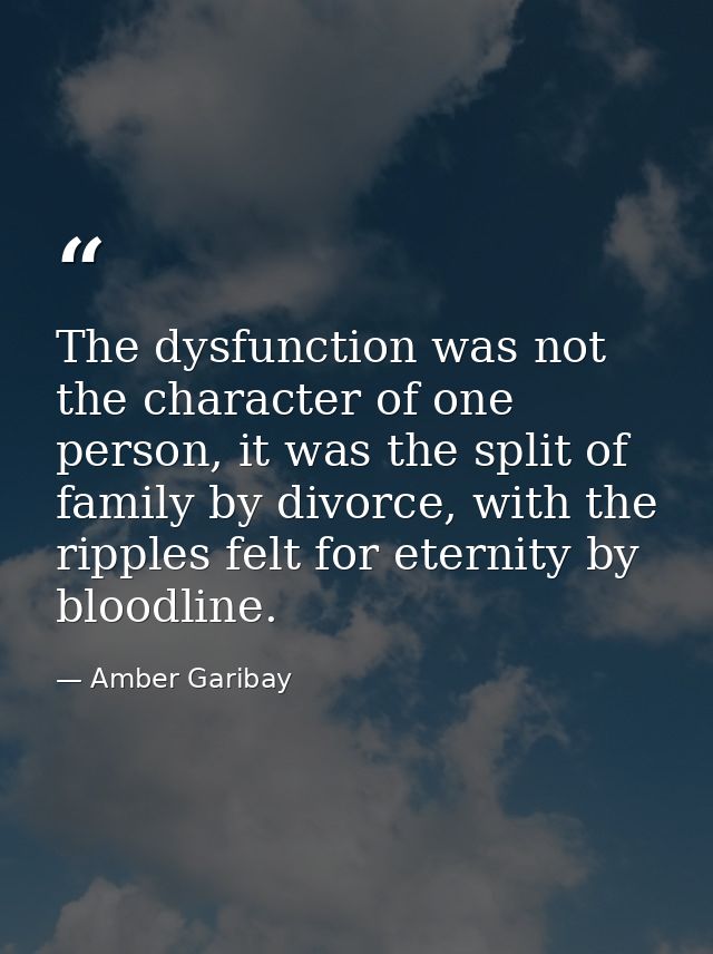 The dysfunction was not the character of one person, it was the split of family by divorce, with the ripples felt for et — Amber Garibay