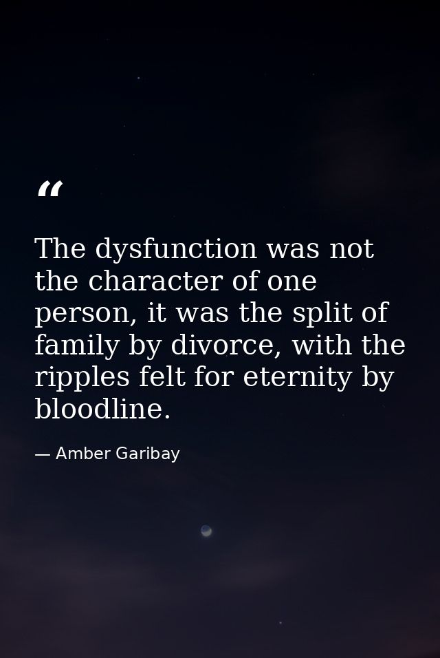 The dysfunction was not the character of one person, it was the split of family by divorce, with the ripples felt for et — Amber Garibay
