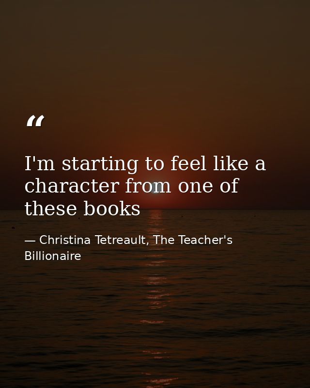 I'm starting to feel like a character from one of these books — Christina Tetreault, The Teacher's Billionaire