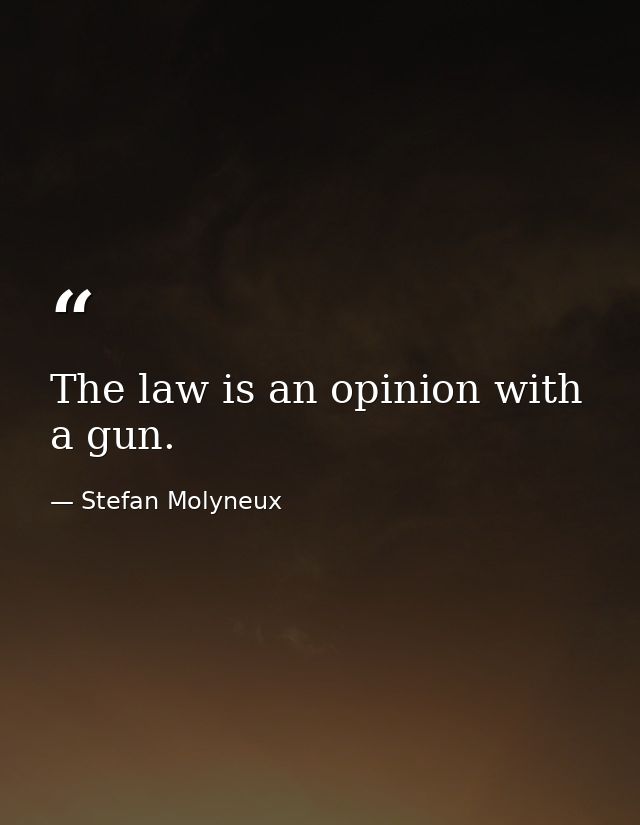 The law is an opinion with a gun. — Stefan Molyneux