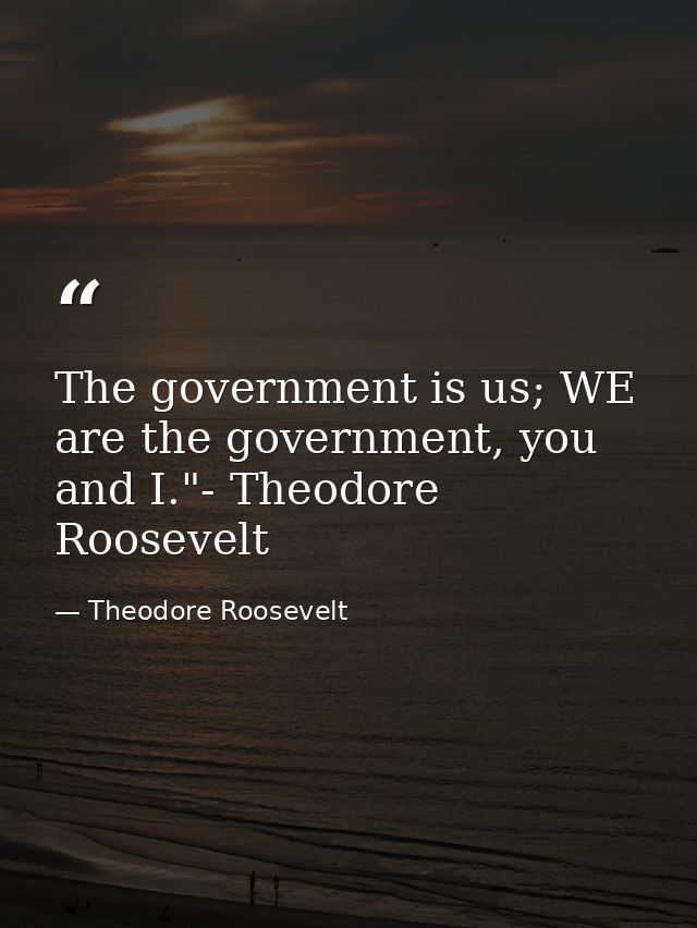 The government is us; WE are the government, you and I."- Theodore Roosevelt — Theodore Roosevelt