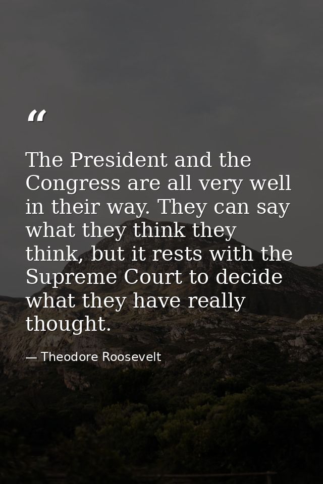 The President and the Congress are all very well in their way. They can say what they think they think, but it rests wit — Theodore Roosevelt