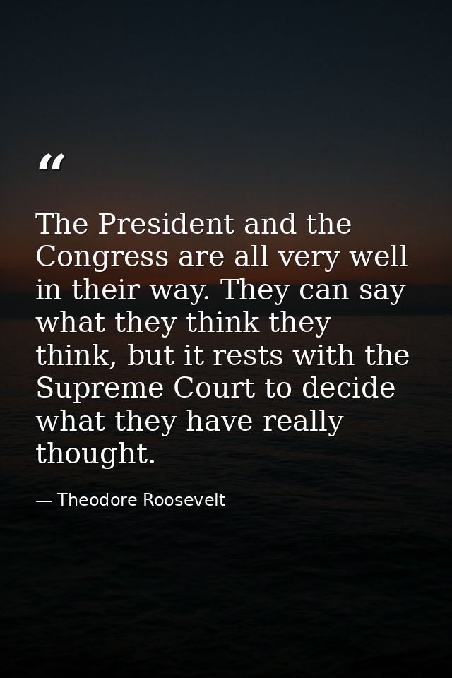 The President and the Congress are all very well in their way. They can say what they think they think, but it rests wit — Theodore Roosevelt