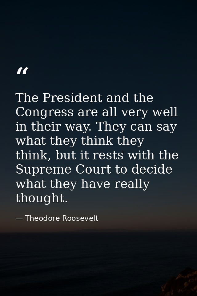 The President and the Congress are all very well in their way. They can say what they think they think, but it rests wit — Theodore Roosevelt