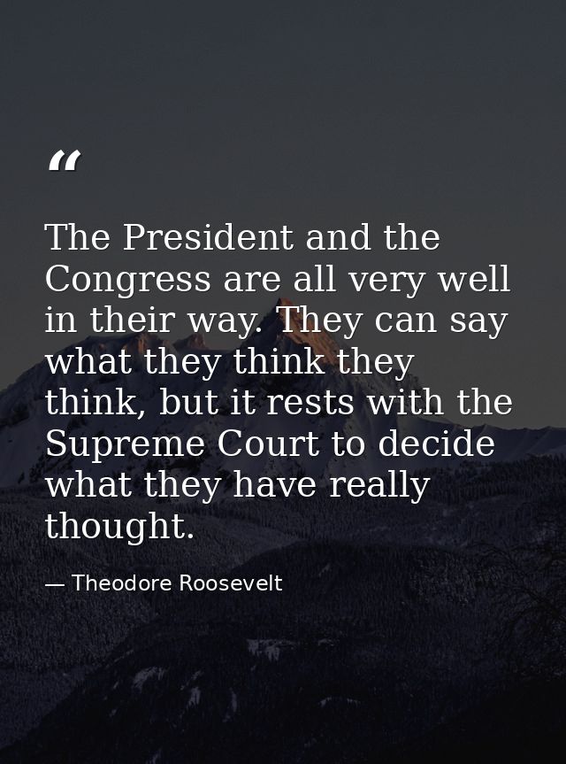The President and the Congress are all very well in their way. They can say what they think they think, but it rests wit — Theodore Roosevelt