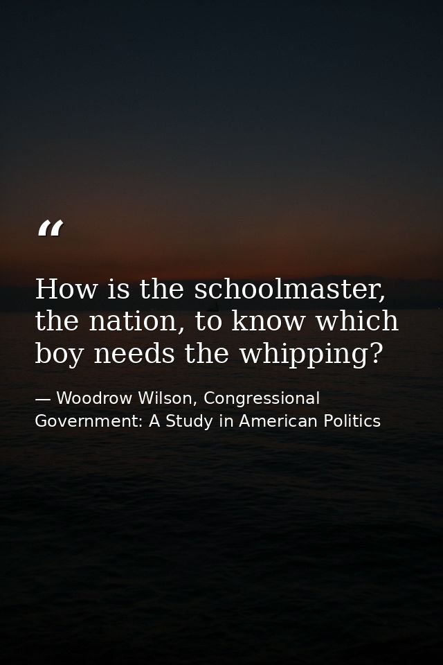 How is the schoolmaster, the nation, to know which boy needs the whipping? — Woodrow Wilson, Congressional Government: A Study in American Politics