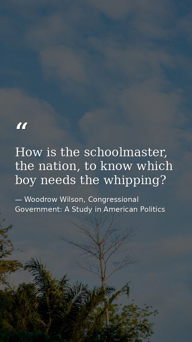 How is the schoolmaster, the nation, to know which boy needs the whipping? — Woodrow Wilson, Congressional Government: A Study in American Politics