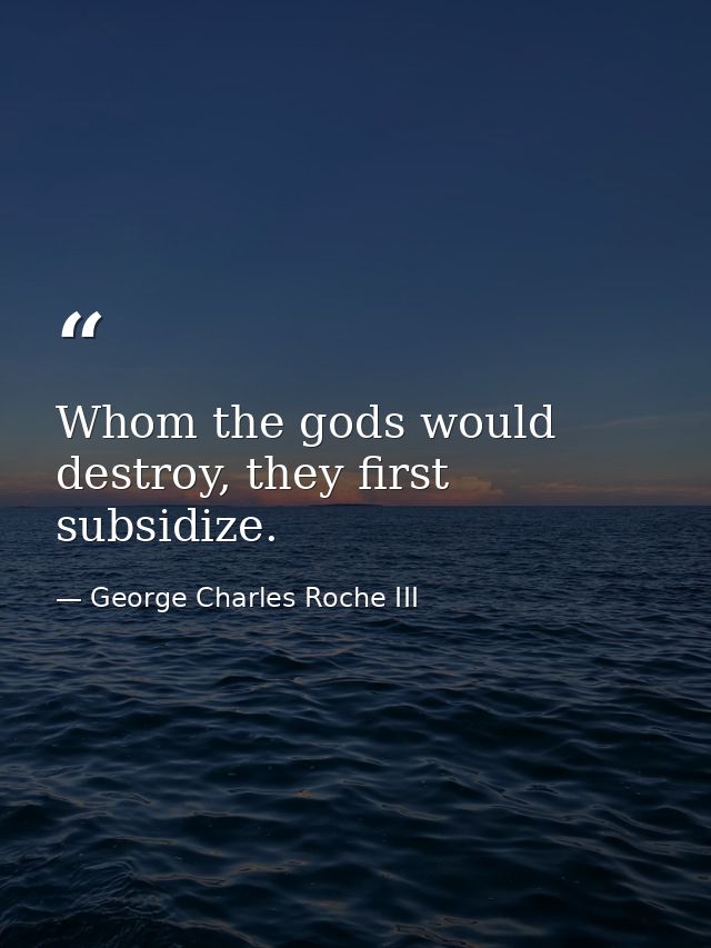 Whom the gods would destroy, they first subsidize. — George Charles Roche III