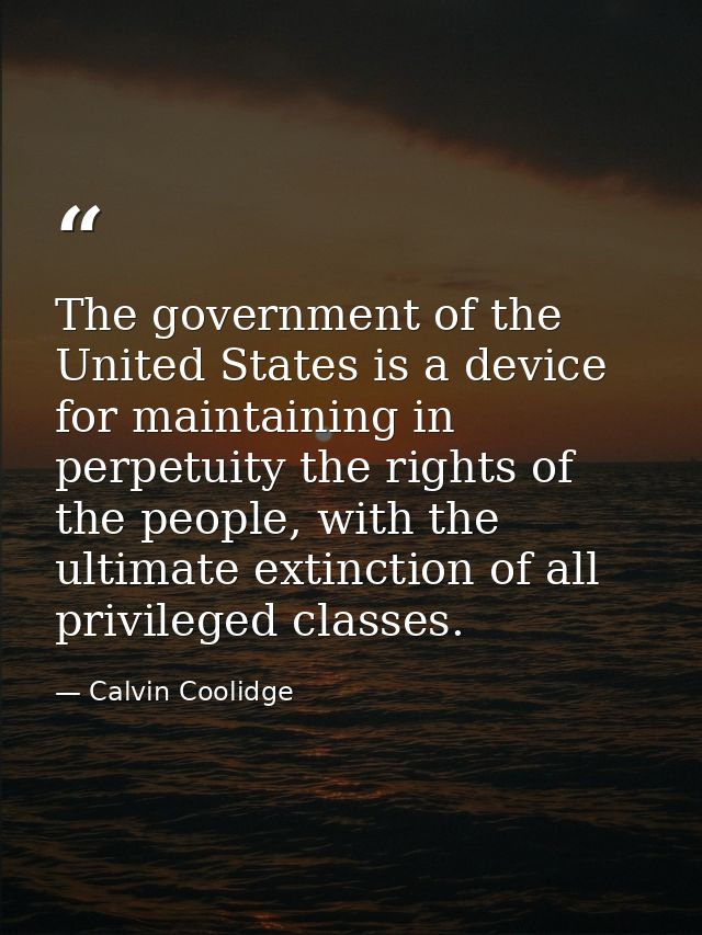 The government of the United States is a device for maintaining in perpetuity the rights of the people, with the ultimat — Calvin Coolidge
