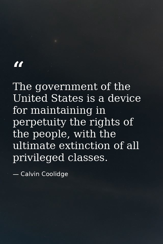 The government of the United States is a device for maintaining in perpetuity the rights of the people, with the ultimat — Calvin Coolidge