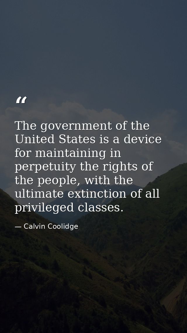 The government of the United States is a device for maintaining in perpetuity the rights of the people, with the ultimat — Calvin Coolidge