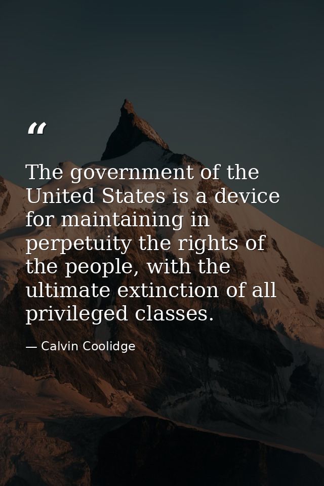 The government of the United States is a device for maintaining in perpetuity the rights of the people, with the ultimat — Calvin Coolidge