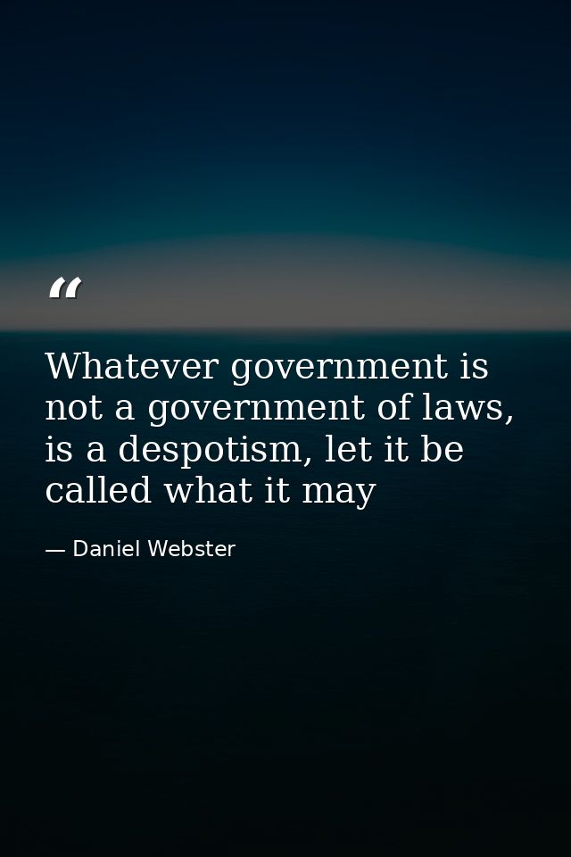 Whatever government is not a government of laws, is a despotism, let it be called what it may — Daniel Webster