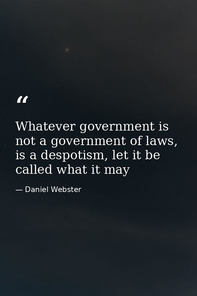 Whatever government is not a government of laws, is a despotism, let it be called what it may — Daniel Webster