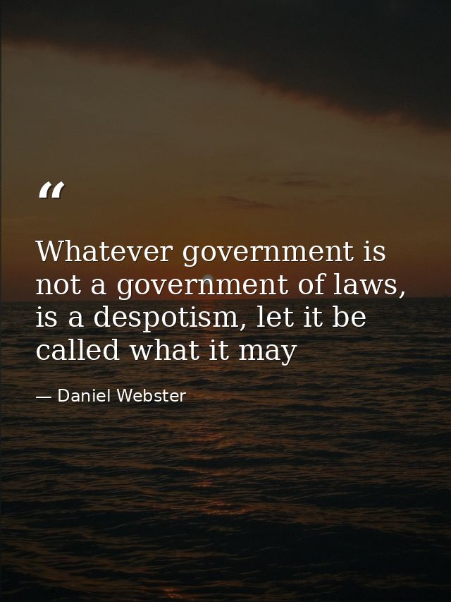 Whatever government is not a government of laws, is a despotism, let it be called what it may — Daniel Webster