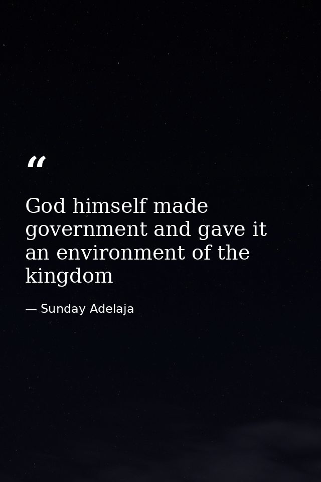 God himself made government and gave it an environment of the kingdom — Sunday Adelaja