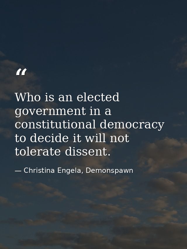Who is an elected government in a constitutional democracy to decide it will not tolerate dissent. — Christina Engela, Demonspawn
