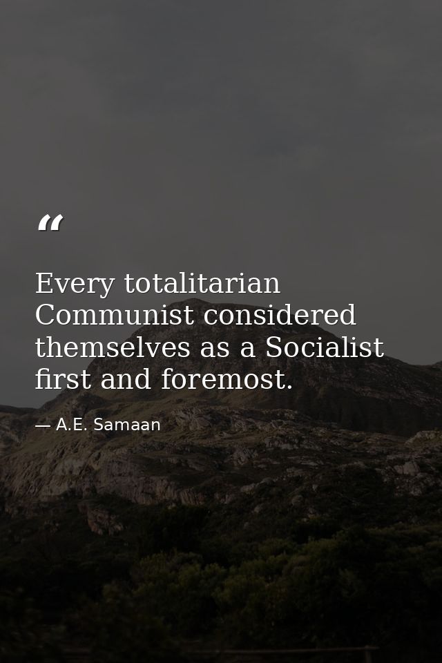 Every totalitarian Communist considered themselves as a Socialist first and foremost. — A.E. Samaan