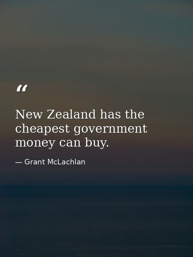 New Zealand has the cheapest government money can buy. — Grant McLachlan