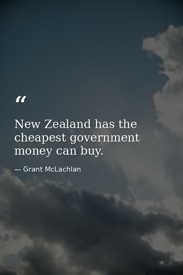 New Zealand has the cheapest government money can buy. — Grant McLachlan