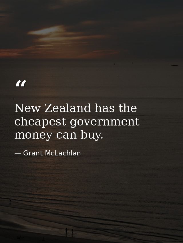 New Zealand has the cheapest government money can buy. — Grant McLachlan