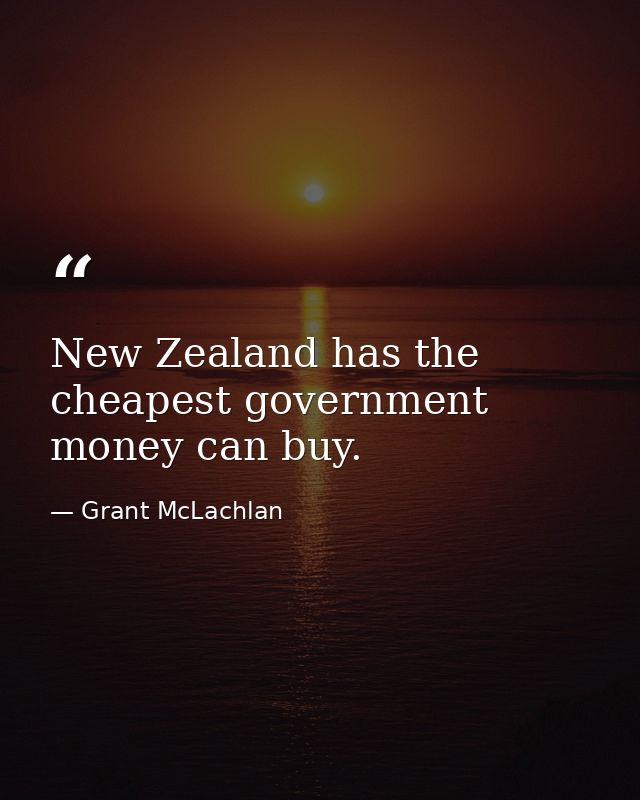New Zealand has the cheapest government money can buy. — Grant McLachlan